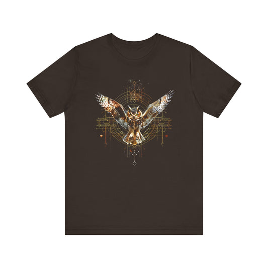 Flying Sacred Owl Geometry T-shirt Design