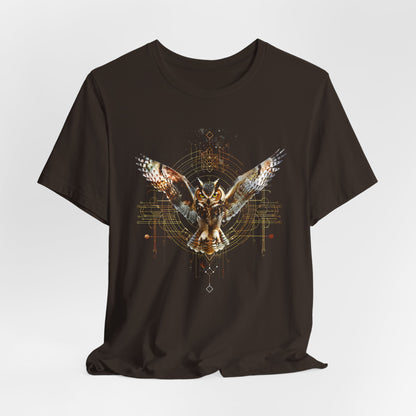 Flying Sacred Owl Geometry T-shirt Design