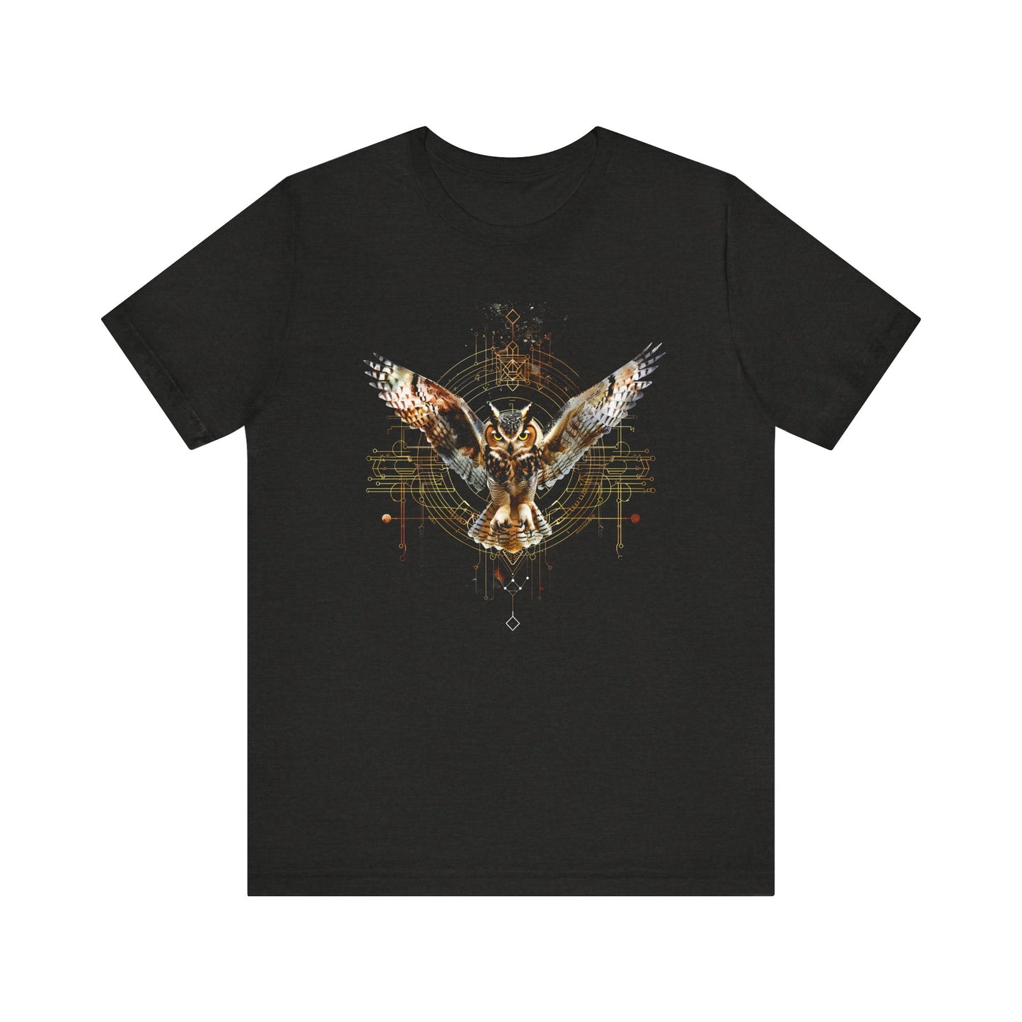 Flying Sacred Owl Geometry T-shirt Design