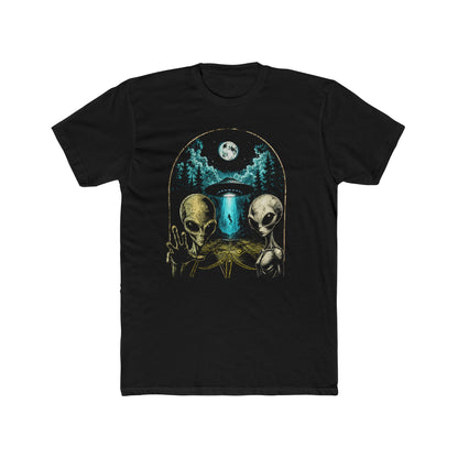 Alien Encounter crop cirlce T‑Shirt — UFO Nightscape Graphic Tee
