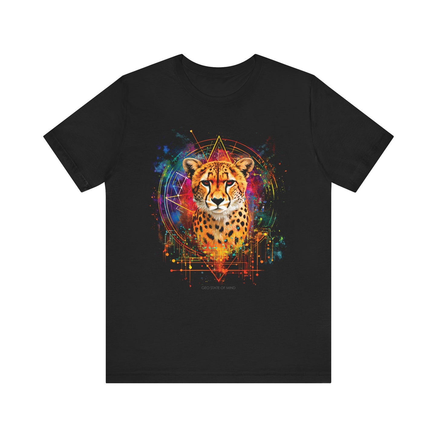 Spiritual Cheetah sacred splatter T-shirt Design