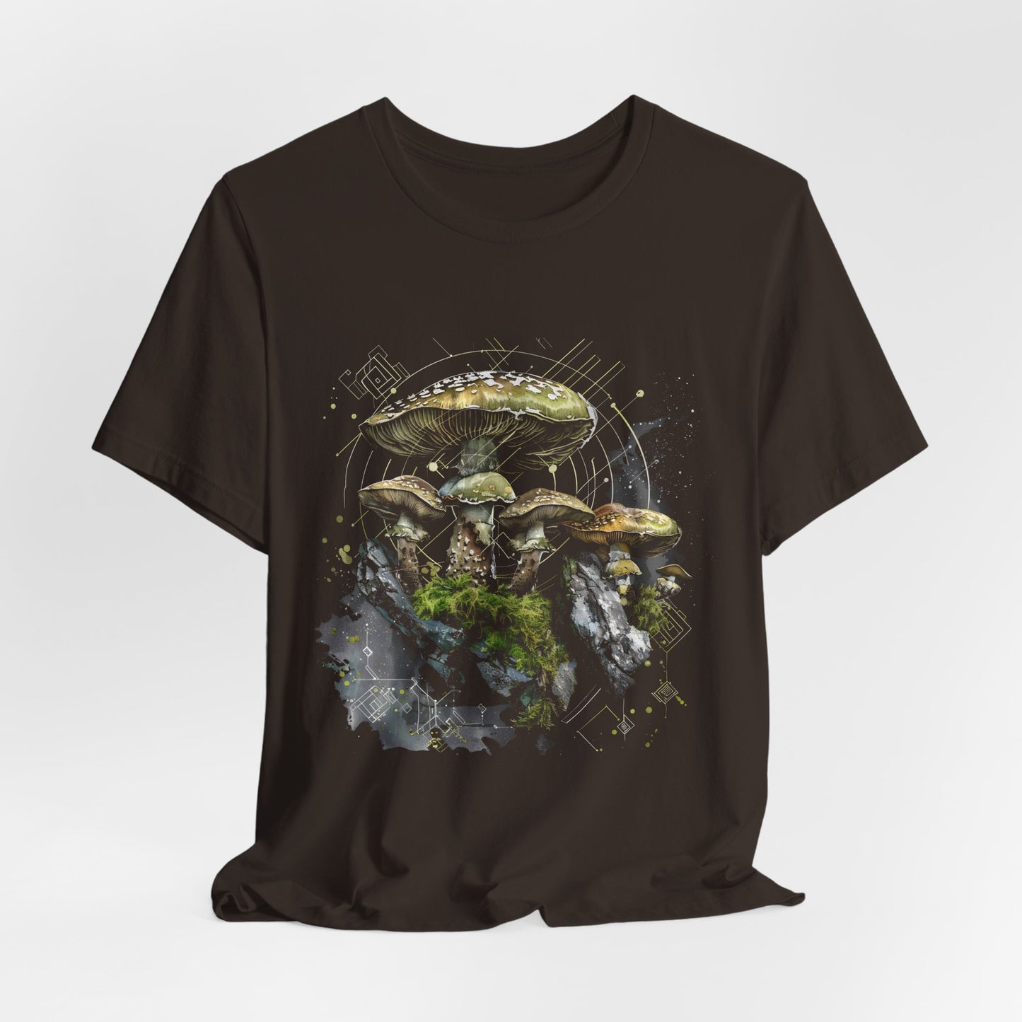 Digital Mushroom Geometry T-shirt Design