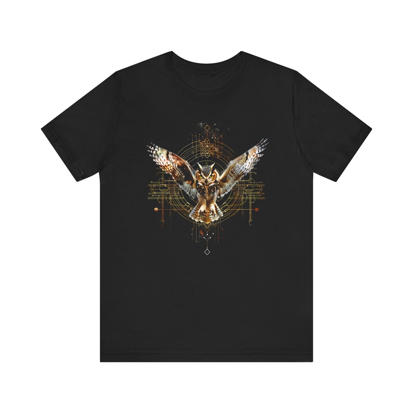 Flying Sacred Owl Geometry T-shirt Design