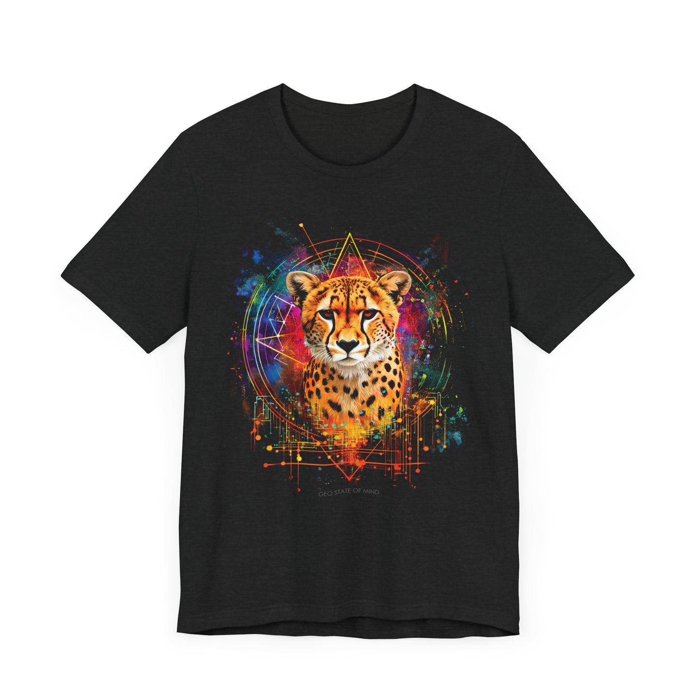 Spiritual Cheetah sacred splatter T-shirt Design