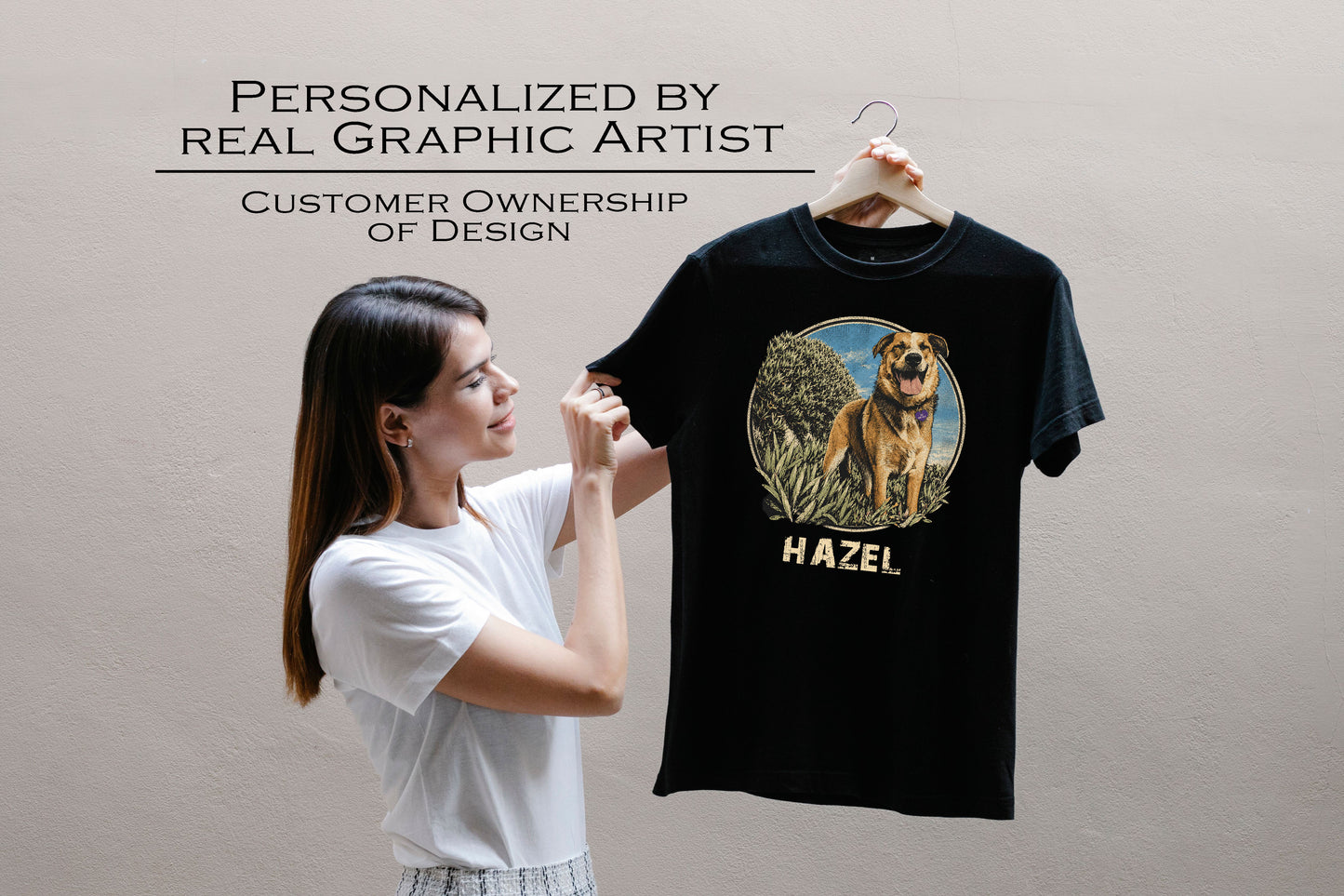 Personalized Pet Portrait T-Shirt - HAZEL EXAMPLE.
