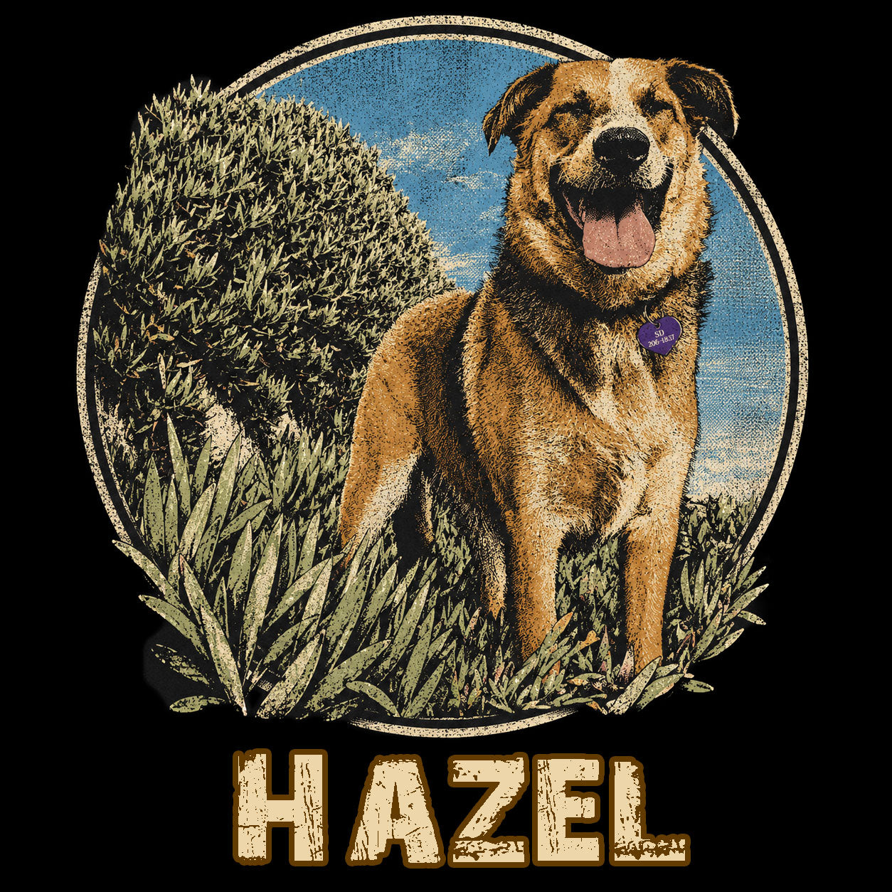 Personalized Pet Portrait T-Shirt - HAZEL EXAMPLE.
