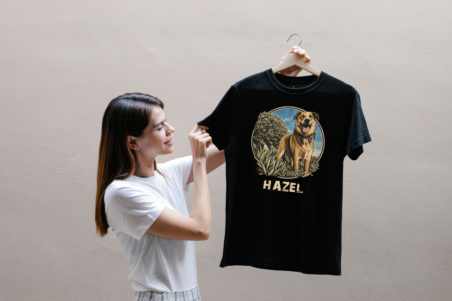 Personalized Pet Portrait T-Shirt - HAZEL EXAMPLE.